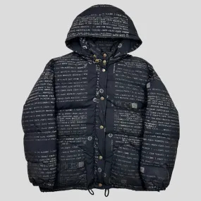 Moschino Jeans 90’s Typewriter Goose Down Puffer Jacket - L/XL