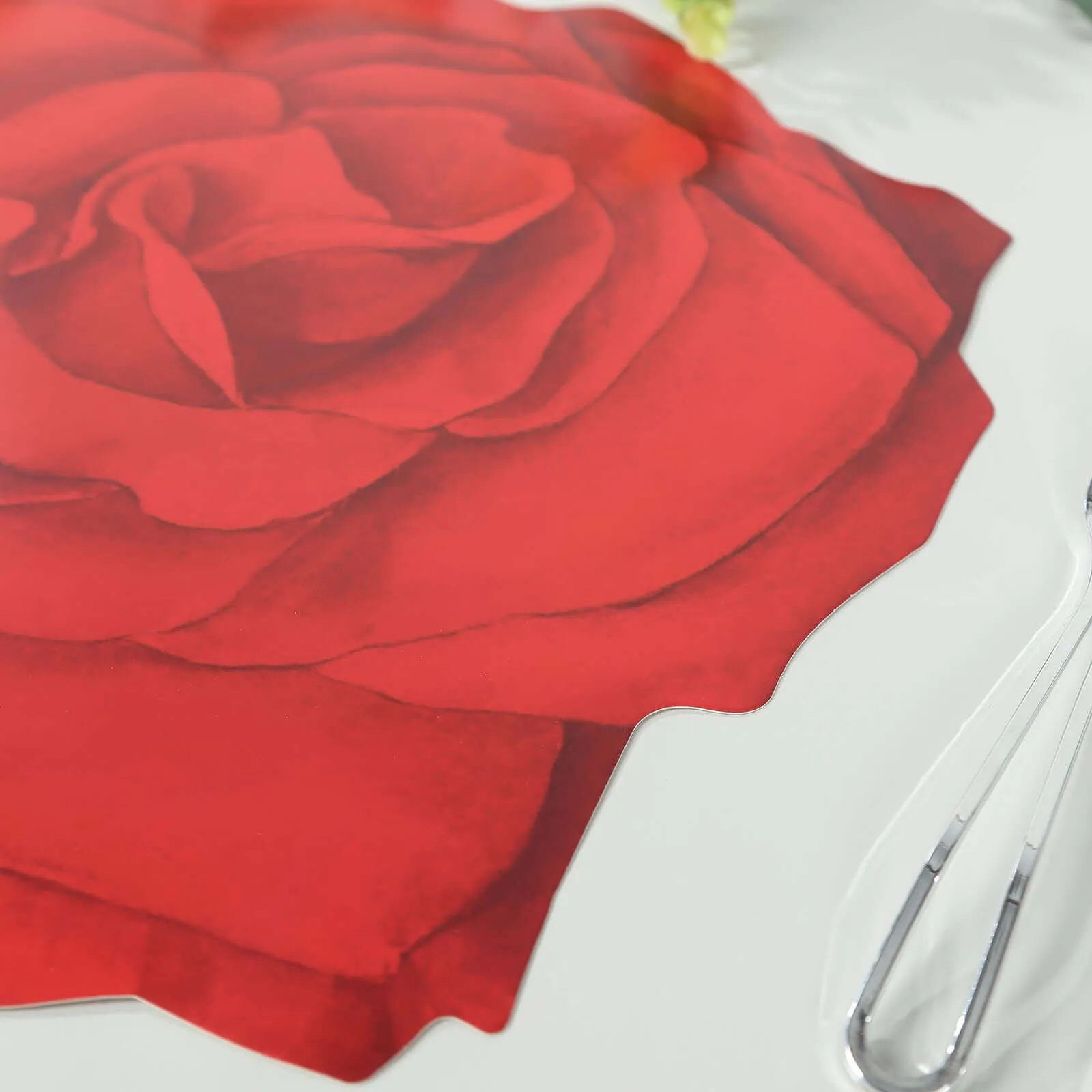 10 Pack Red Rose Flower Disposable Table Mats, 14" Floral Cardboard Paper Placemats - 400GSM