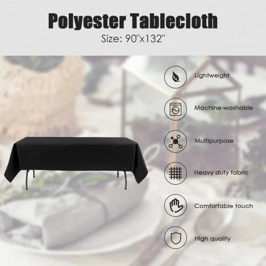 10 pcs 90" x 132" Rectangle Polyester Tablecloth-Black