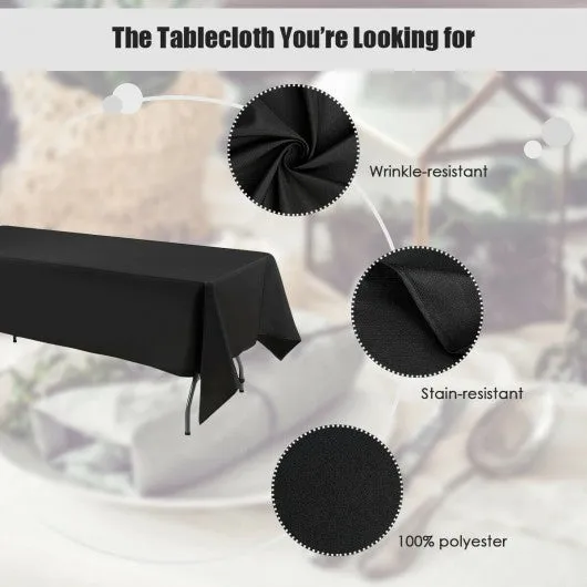 10 pcs 90" x 132" Rectangle Polyester Tablecloth-Black