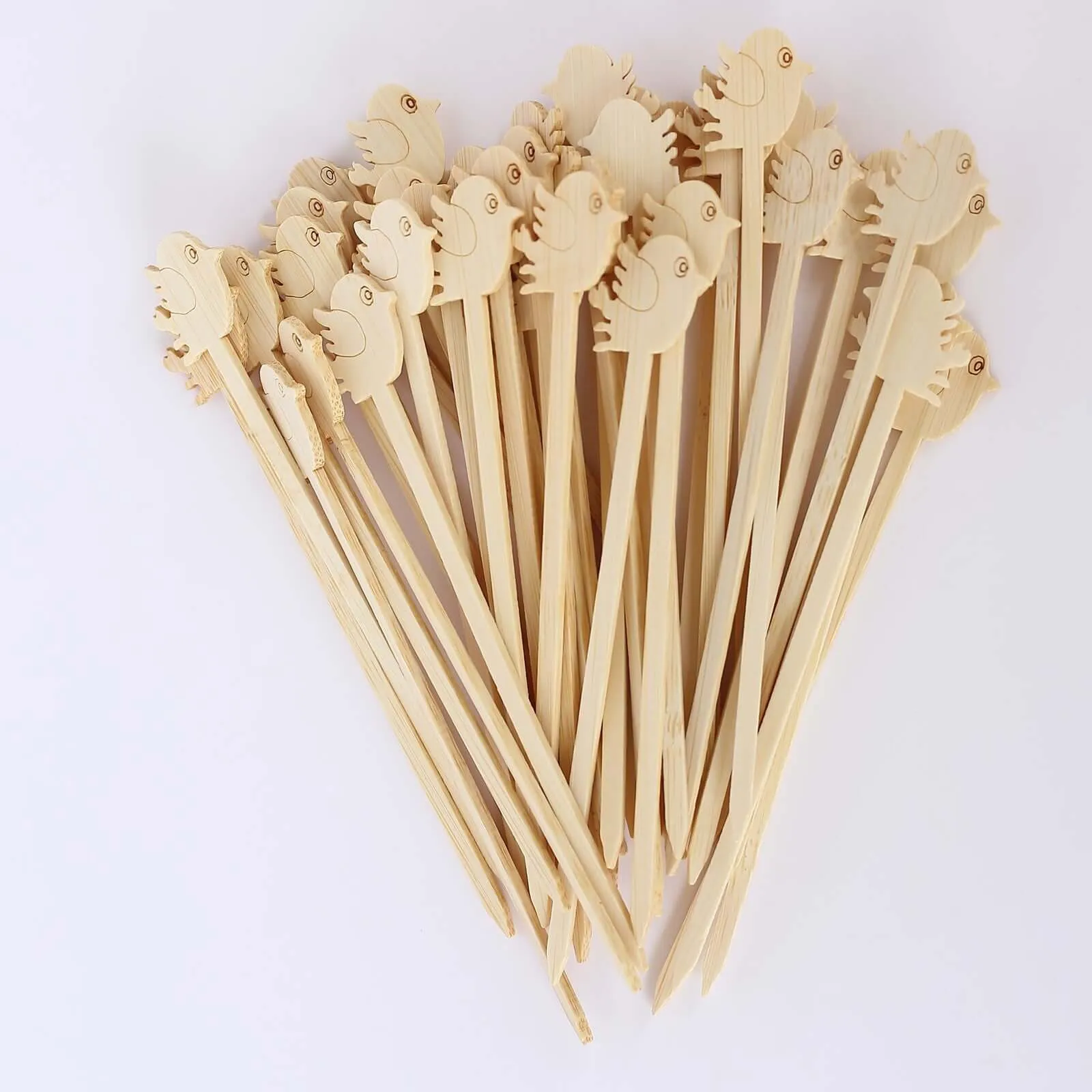 100 Pack Natural Eco Friendly Bird Bamboo Skewers Cocktail Sticks, 5" Biodegradable Fruit Appetizer Party Picks