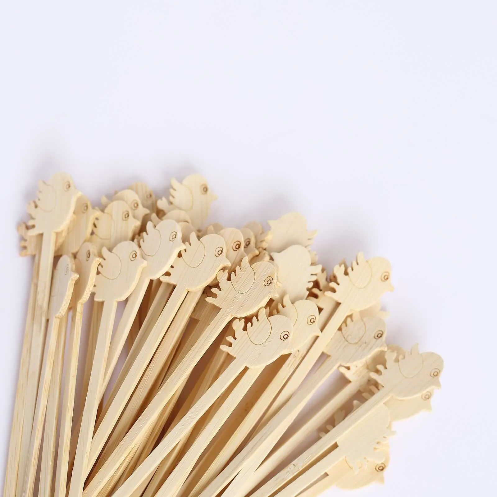 100 Pack Natural Eco Friendly Bird Bamboo Skewers Cocktail Sticks, 5" Biodegradable Fruit Appetizer Party Picks