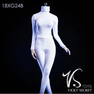 1:6 Custom Female Figure - White Tights High Collar Outfit 18XG24B Vicky Secret Toys