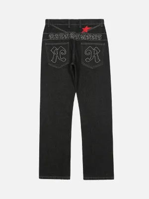 1984 American Letters Embroidered Straight Jeans -1571