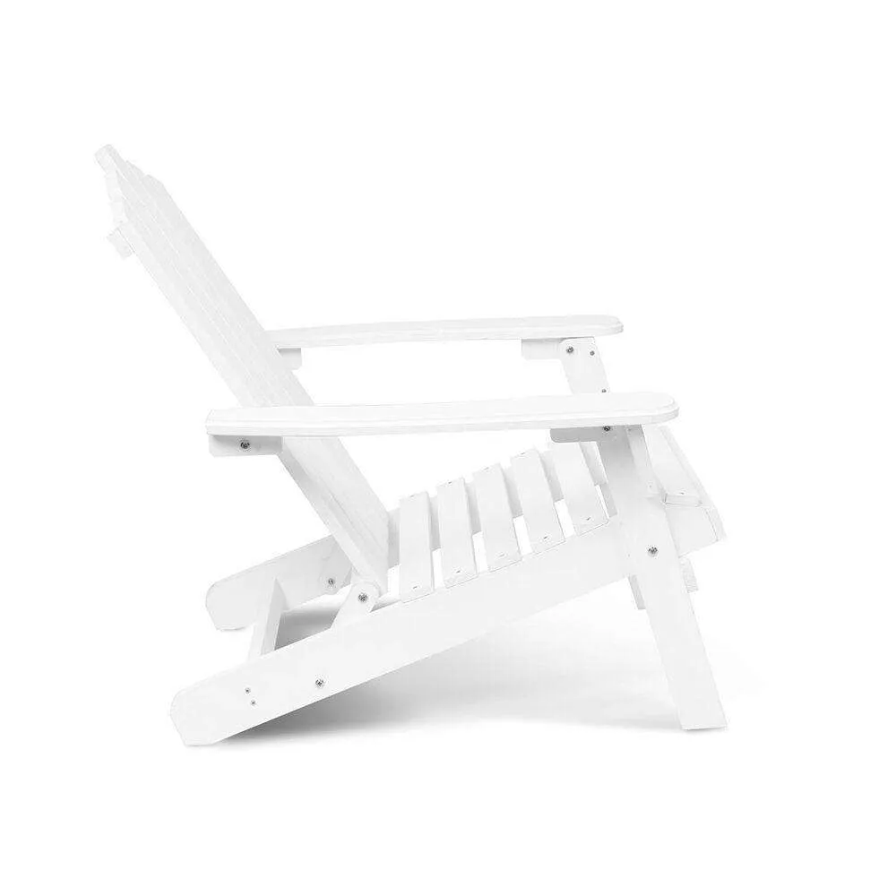 2 PC White Foldable Deck Chair & Side Table