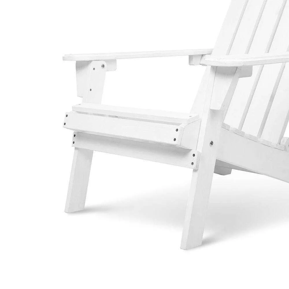 2 PC White Foldable Deck Chair & Side Table