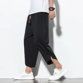 2023 Summer Casual Men's Pants Harajuku Solid Color Baggy Pants Cotton Linen Wide Leg Harem Trousers For Men