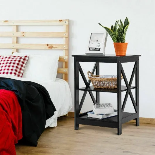 2PCS 3-Tier Display Storage End Table-Black