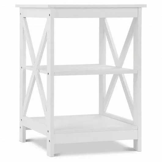 2PCS 3-Tier Display Storage End Table-White