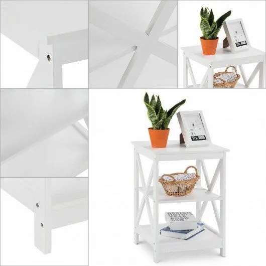 2PCS 3-Tier Display Storage End Table-White