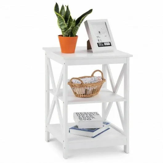 2PCS 3-Tier Display Storage End Table-White