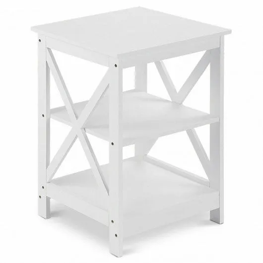 2PCS 3-Tier Display Storage End Table-White