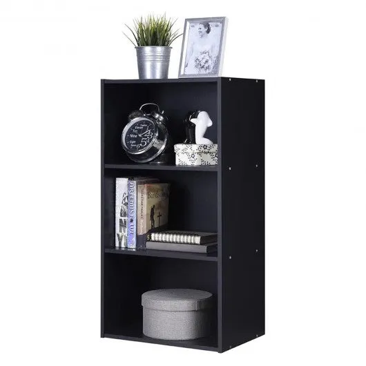 3 Open Shelf Bookcase Modern Storage Display Cabinet-Black