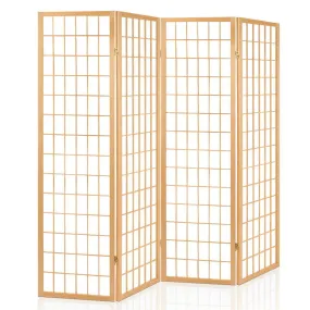 4 Panel Wooden Room Divider - Natural