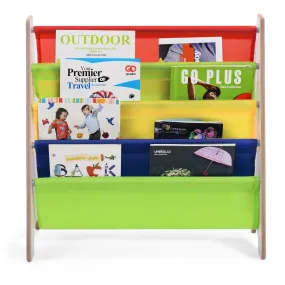 4 Tier Children Bookshelf Magazine Rack Organiser-Natural