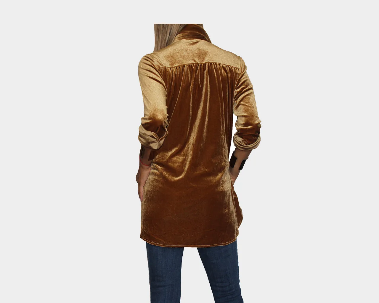 99 Camel Suede Long Sleeve Top - The Manhattan