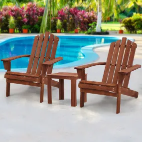 Adirondack Outdoor Sun Lounge Beach Chairs Table Setting Wooden Patio Chair Brown