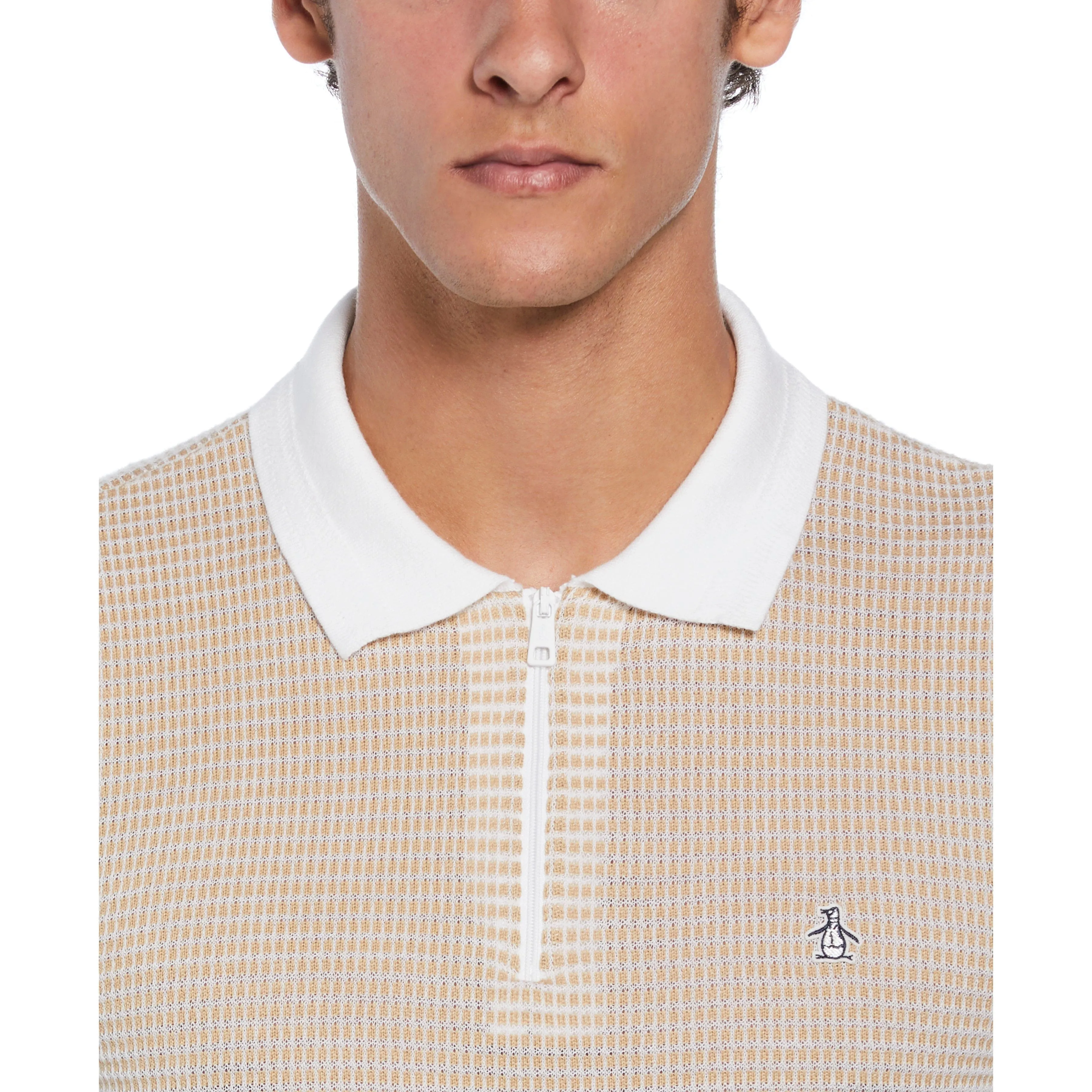 All Over Jaquard 1/4 Zip Sweater Polo Shirt