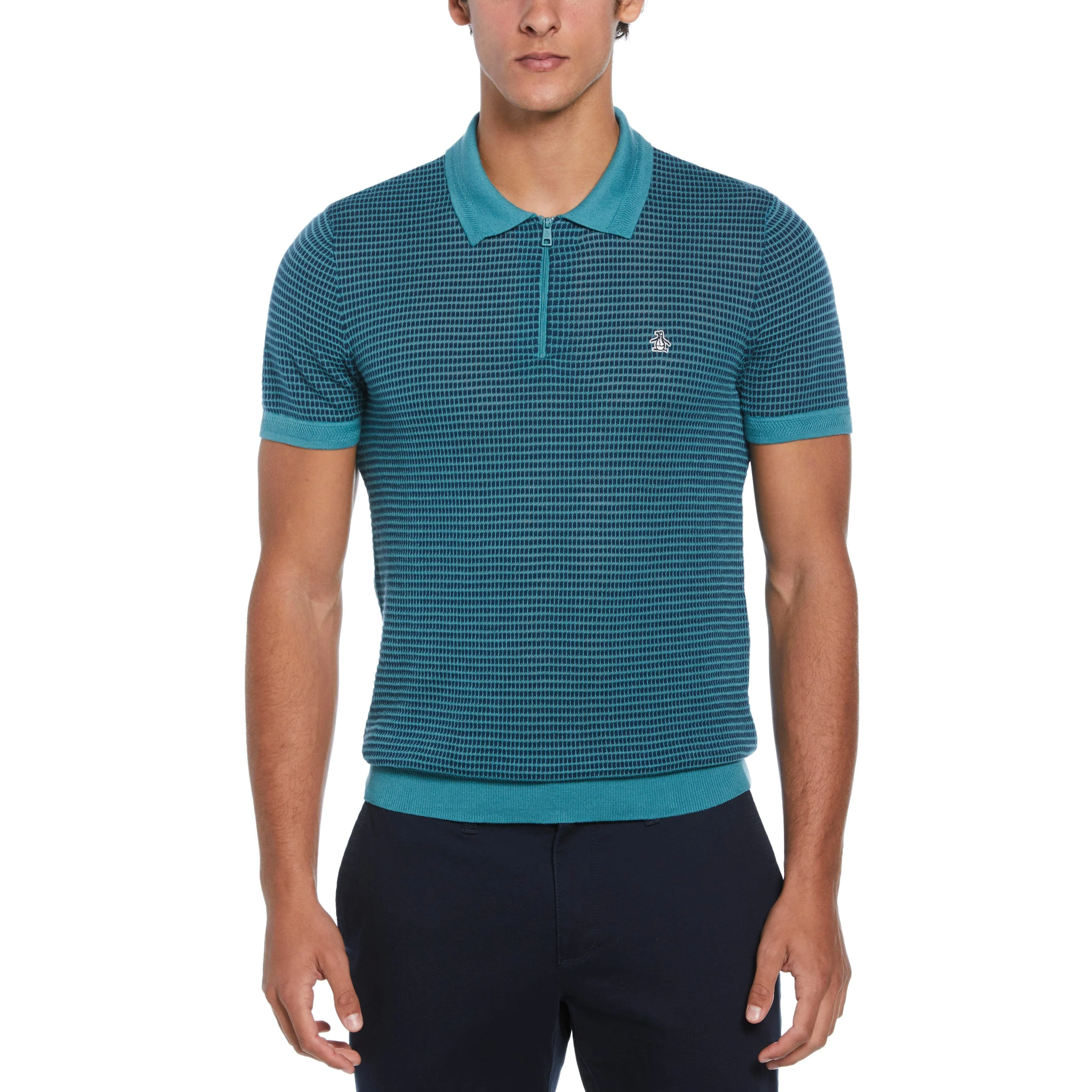 All Over Jaquard 1/4 Zip Sweater Polo