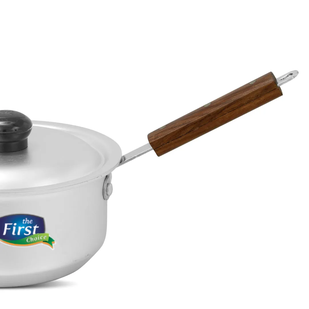 Aluminum Anodize Sauce Pan with Easy Gripping Wooden Handle