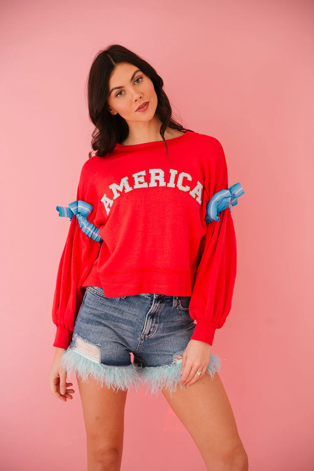 AMERICA RED RIBBON PULLOVER