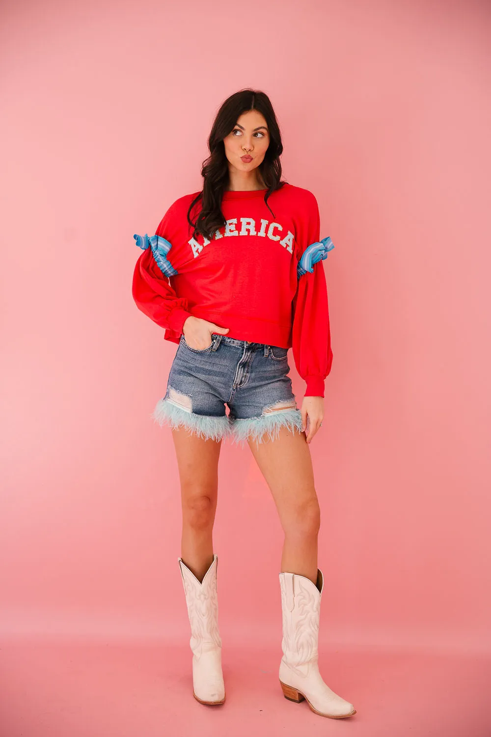 AMERICA RED RIBBON PULLOVER