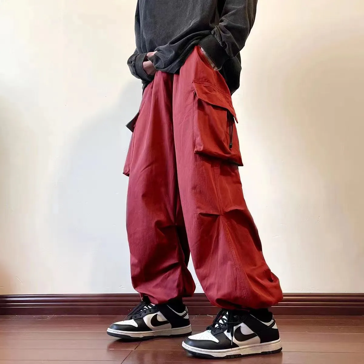 American Cargo Pants Men Y2k Streetwear Baggy Overalls High Street Wide Leg Pants Hip Hop Designer Casual Loose Straight Trouser