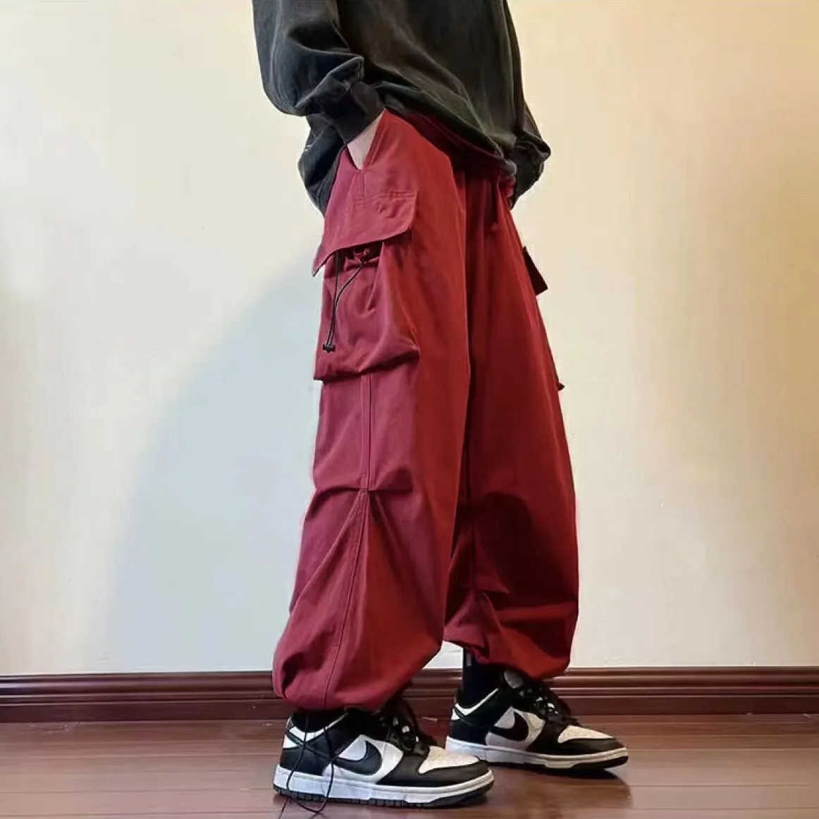 American Cargo Pants Men Y2k Streetwear Baggy Overalls High Street Wide Leg Pants Hip Hop Designer Casual Loose Straight Trouser