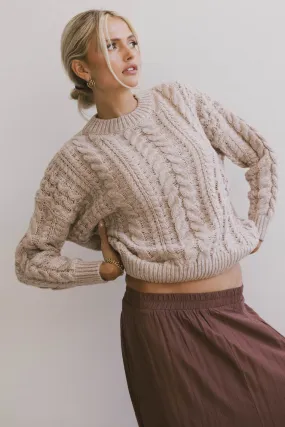 Annie Cable Knit Sweater in Taupe