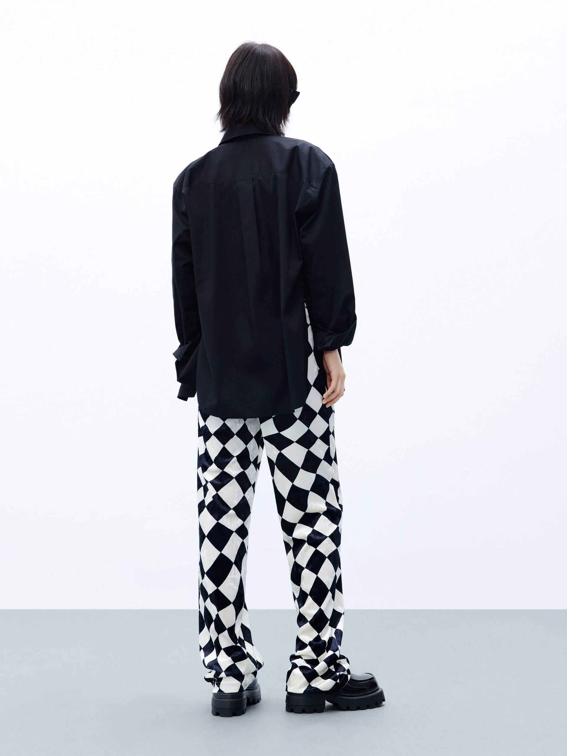 Argyle Check Elastic Waist Pants