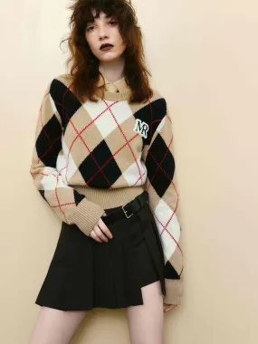 Argyle Check Knitted Sweater