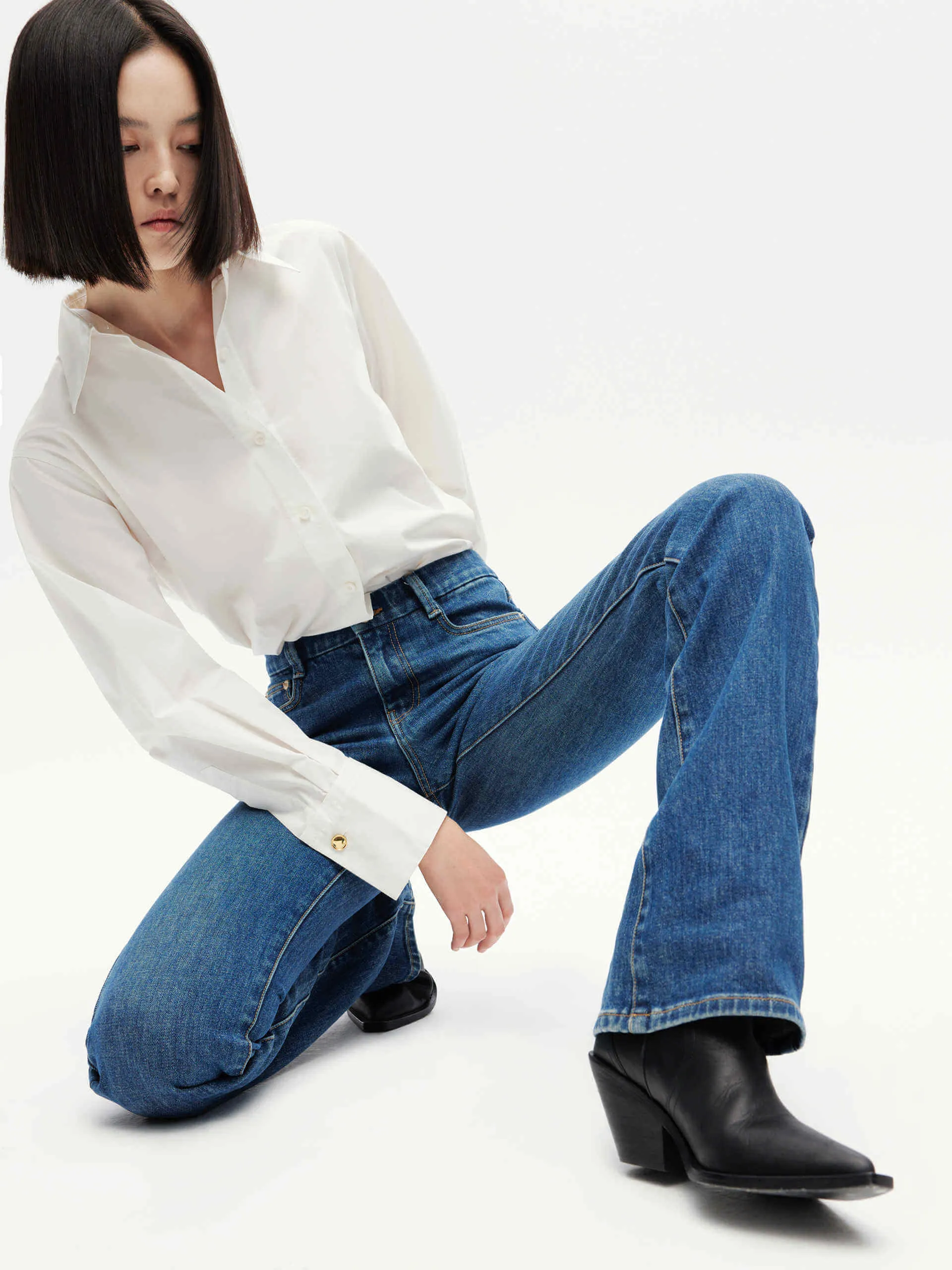 Back Pleated Cotton Shirt