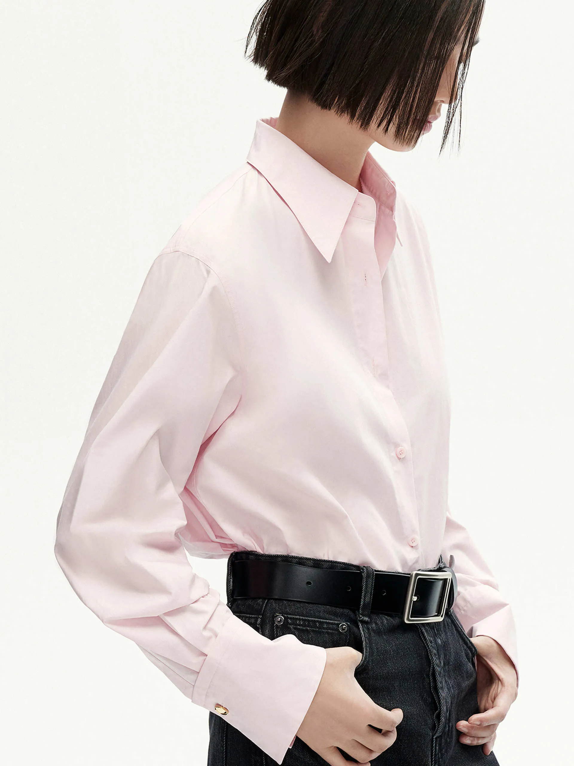 Back Pleated Cotton Shirt