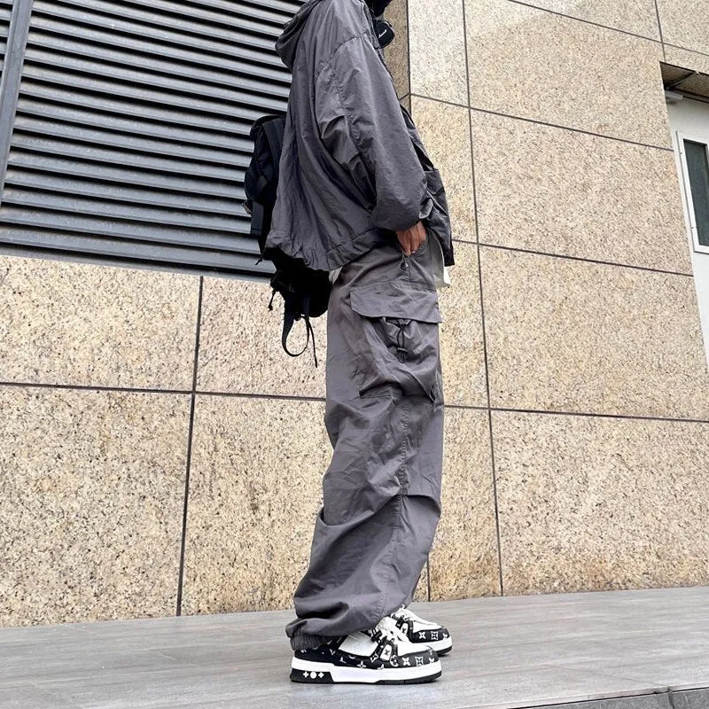 Baggy Black Oversize Men's Cargo Pants Japanese Streetwear Straight Trousers Male Vintage Loose Casual Pocket HipHop Pants Men