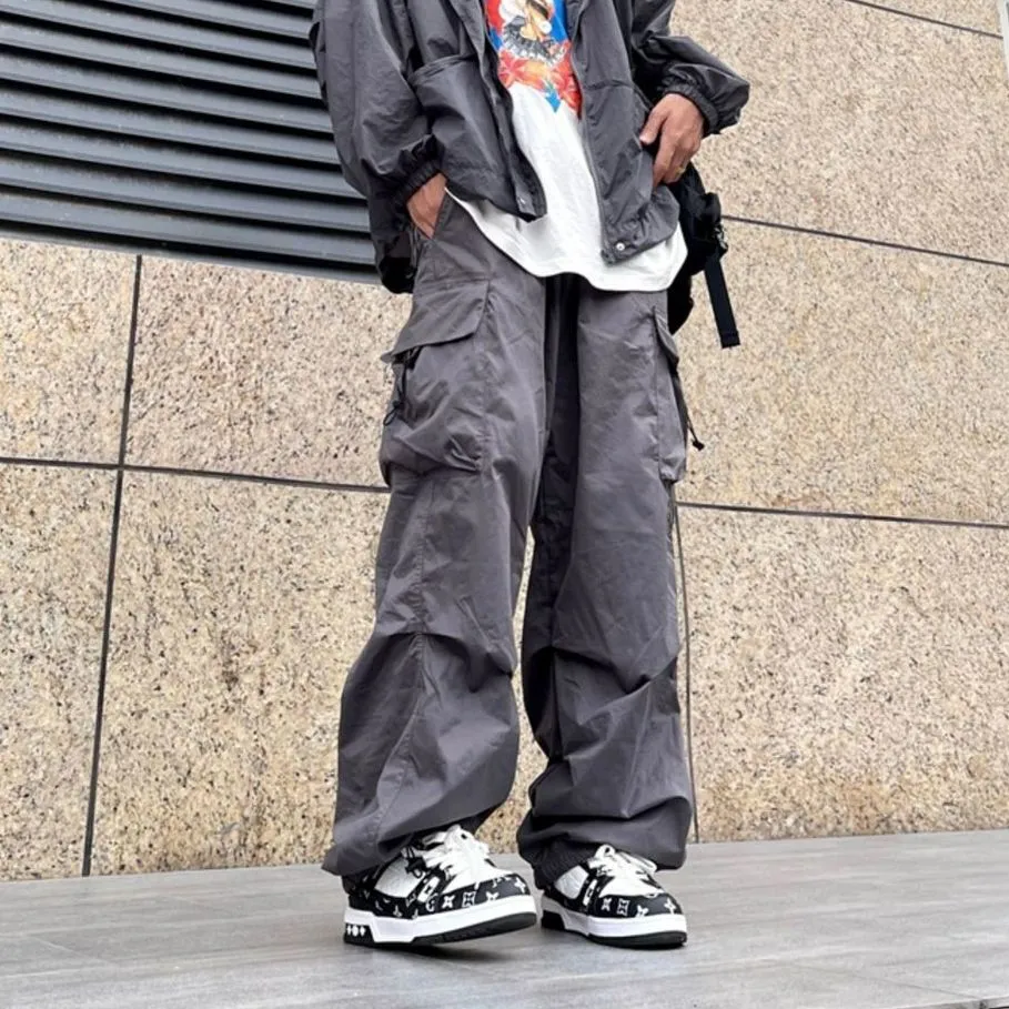 Baggy Black Oversize Men's Cargo Pants Japanese Streetwear Straight Trousers Male Vintage Loose Casual Pocket HipHop Pants Men