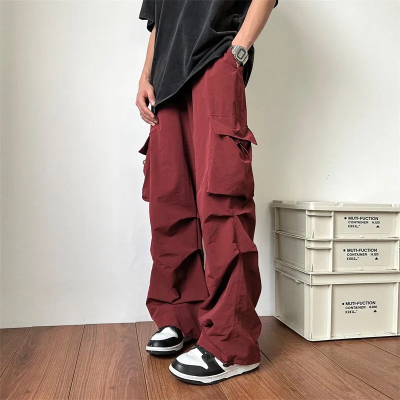 Baggy Black Oversize Men's Cargo Pants Japanese Streetwear Straight Trousers Male Vintage Loose Casual Pocket HipHop Pants Men