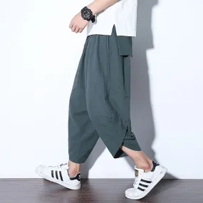 Baggy Cotton Harem Pants Men Summer Japanese Vintage Striped Men Women Hip Hop Plus Size Wide Leg Pants Pantalon