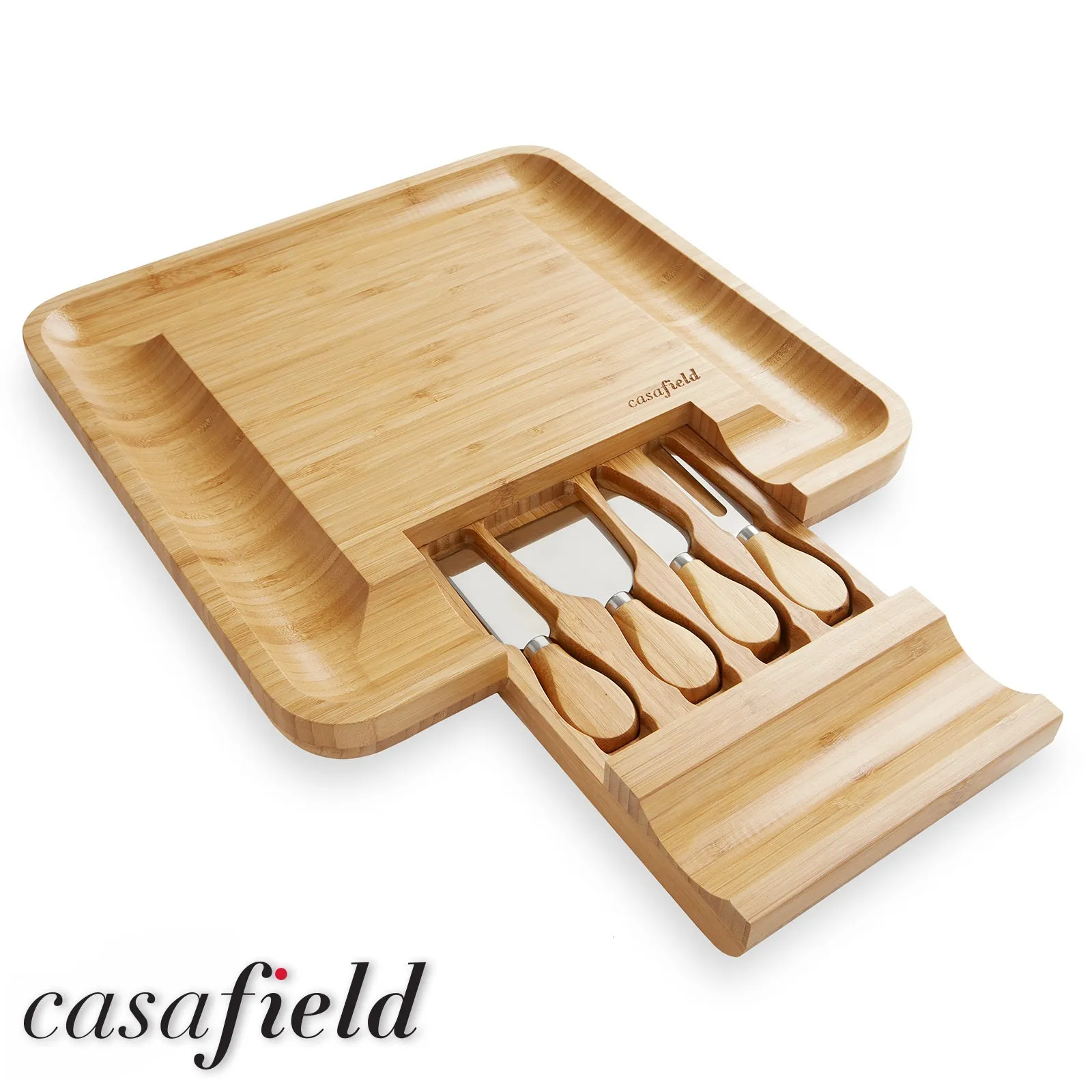 Bamboo Cheese Board & Knife Gift Set, Charcuterie Serving Tray