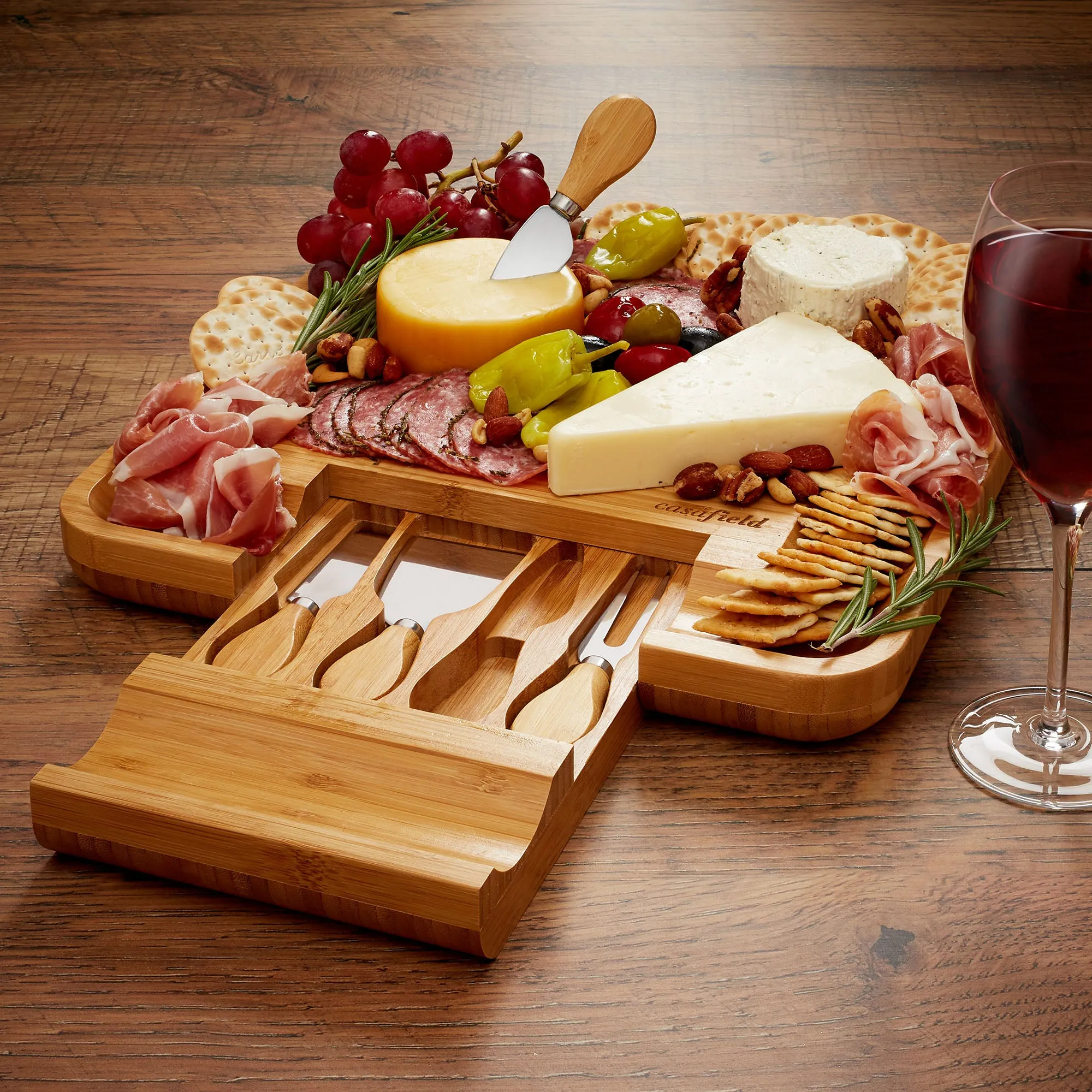 Bamboo Cheese Board & Knife Gift Set, Charcuterie Serving Tray