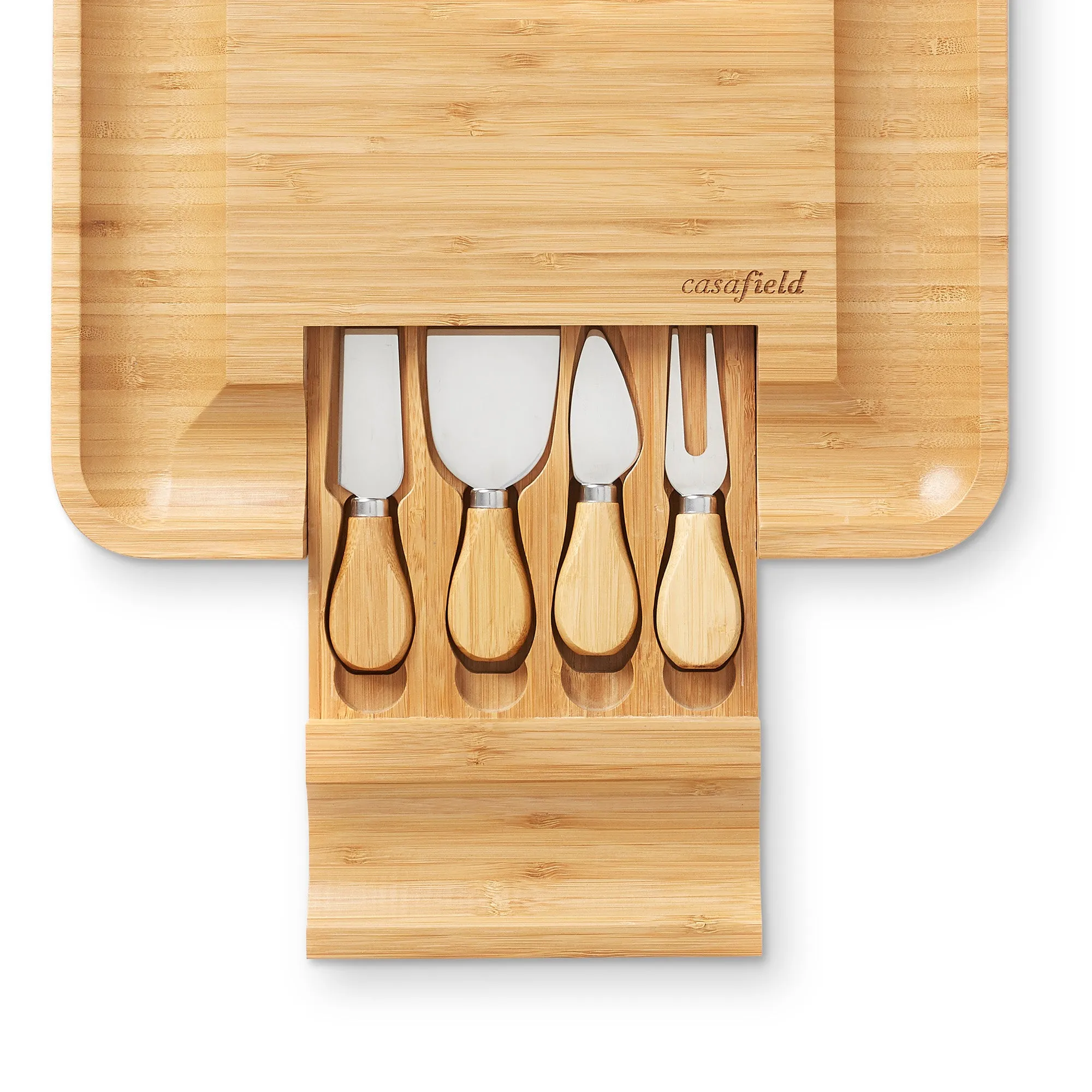 Bamboo Cheese Board & Knife Gift Set, Charcuterie Serving Tray