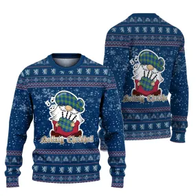 Barclay Hunting Ancient Clan Christmas Family Ugly Sweater with Funny Gnome Playing Bagpipes