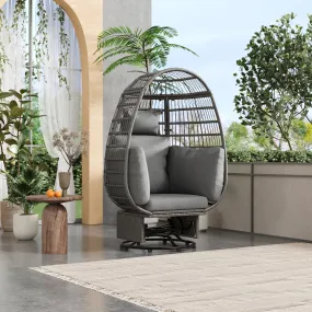 Bell Outdoor Swivel Chair with Cushion (Gray Wicker   Gray Cushion)