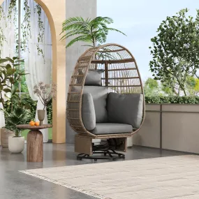 Bell Outdoor Swivel Chair with Cushion (Natural Wicker   Gray Cushion)