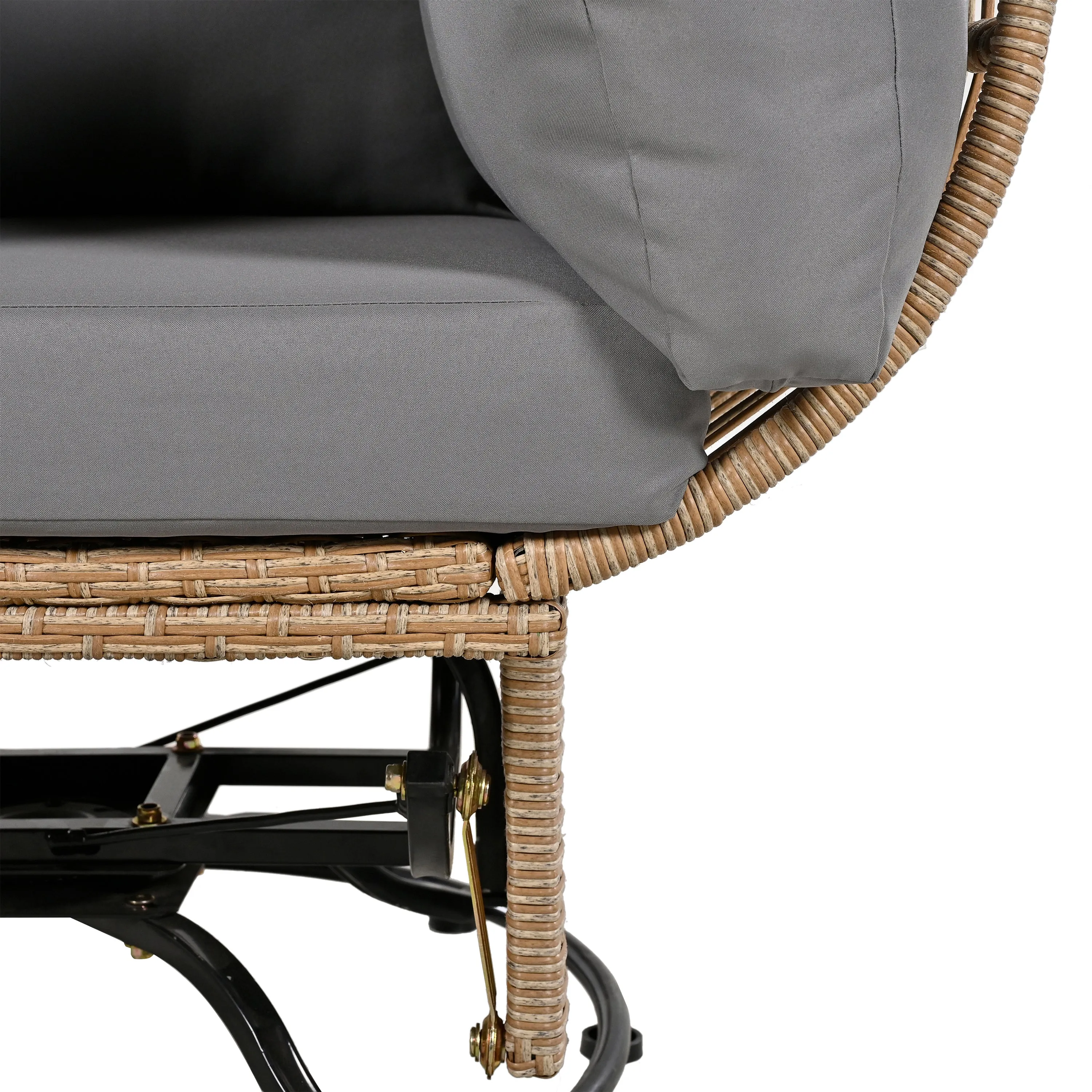 Bell Outdoor Swivel Chair with Cushion (Natural Wicker   Gray Cushion)