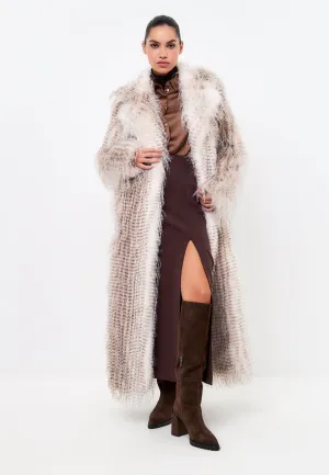 Belted Long Faux Fur Coat