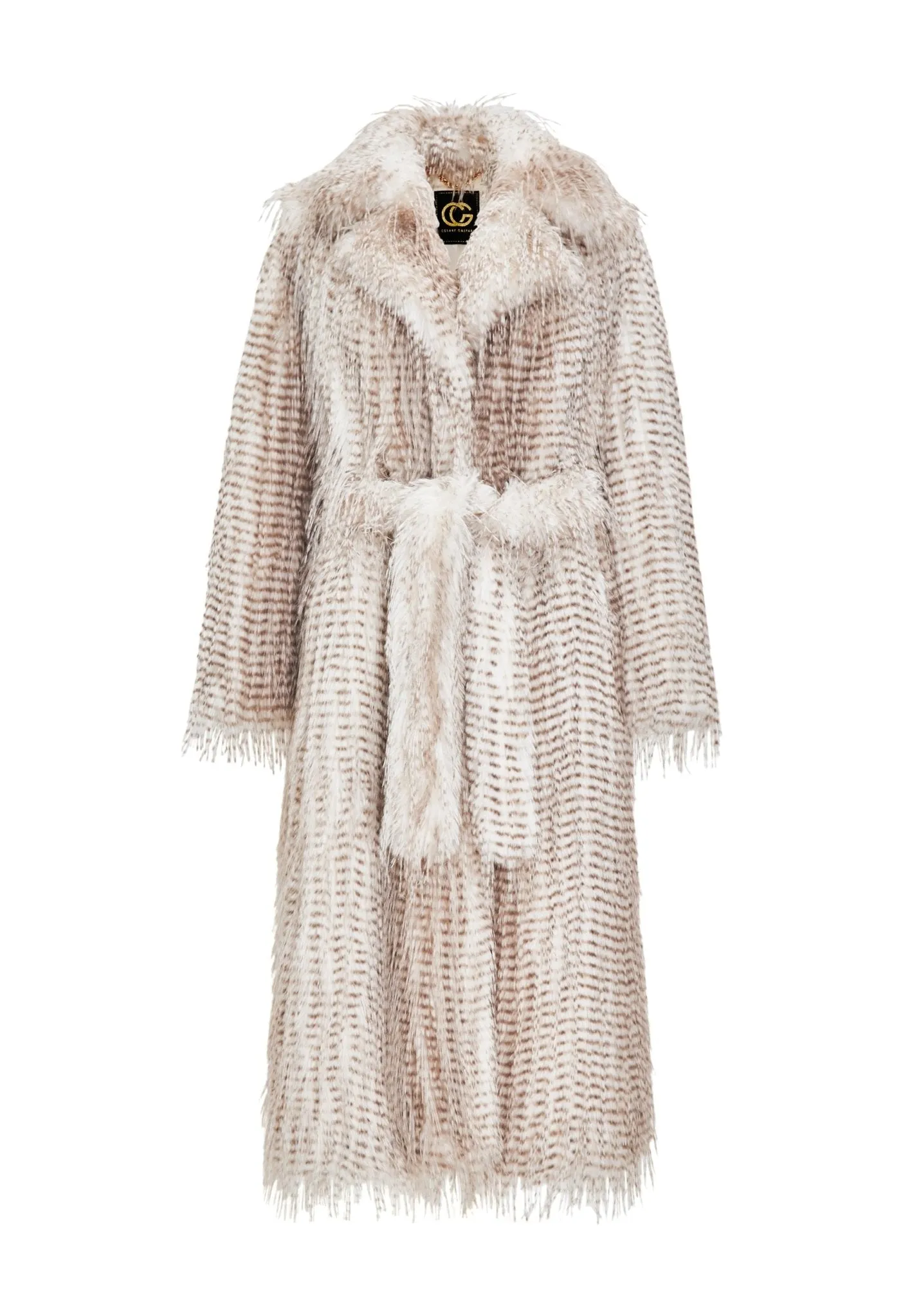 Belted Long Faux Fur Coat