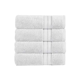 Bergamo 4 Piece Spun Loft Fabric Towels With Striped Pattern The Urban Port, White