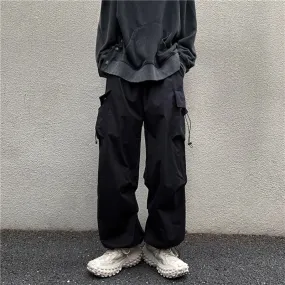 Black Casual Pants Men's Fashion Loose Straight Wide Leg Pants Men Streetwear Hip-hop Pocket Cargo Pants Mens Trousers