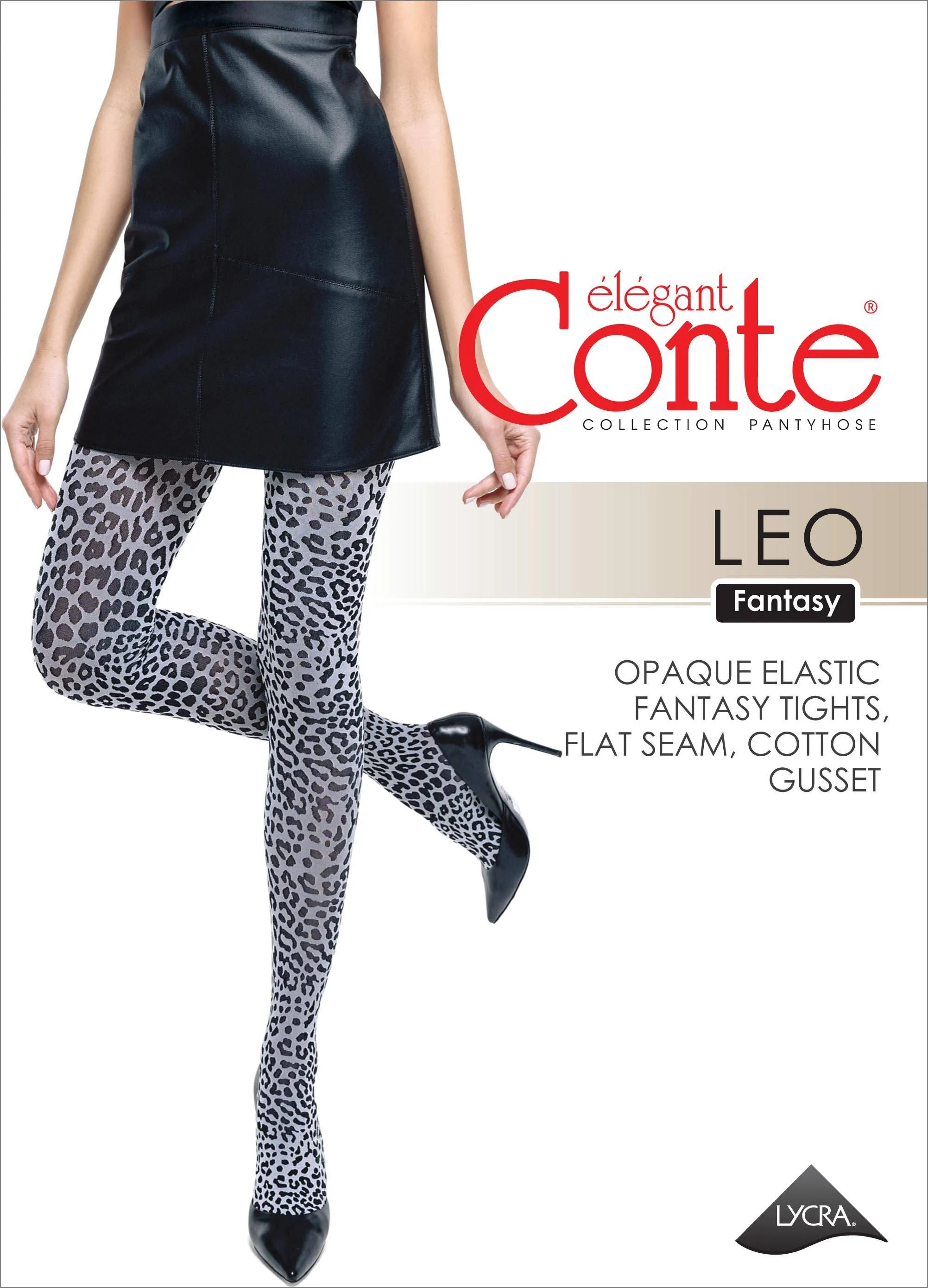 Blickdichte Damenstrumpfhose mit  Leo Print- LEO 50 Den