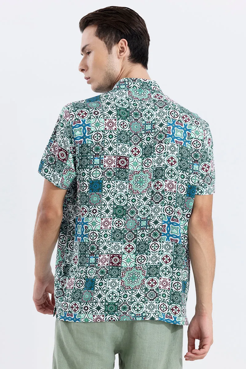 Block Print Green Polo T-Shirt